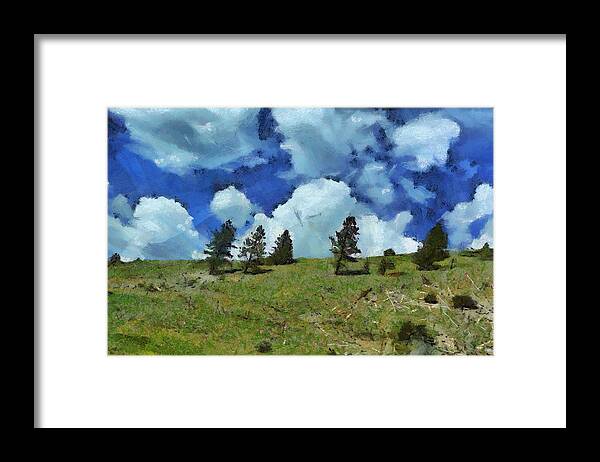 Trees Framed Print featuring the digital art Strong Winds by Carrie OBrien Sibley
