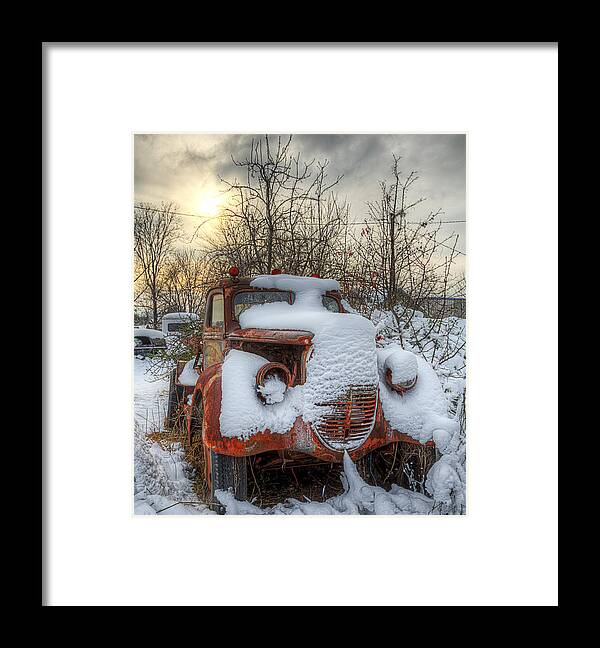Stuck Framed Print featuring the photograph Stuck in the snow by Micah Goff