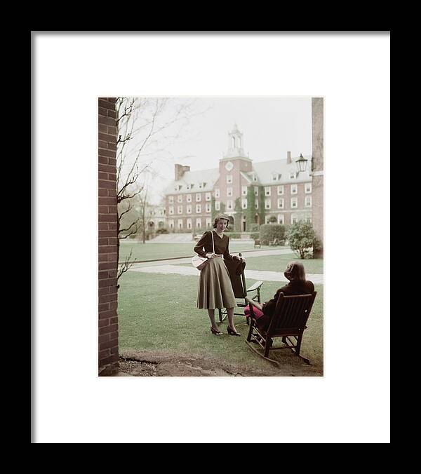 Two People Framed Print featuring the photograph Student Gloria Rivers Of Smith College On Campus by Frances McLaughlin-Gill