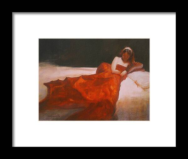 Sensuous Framed Print featuring the painting Study for Repose by David Ladmore