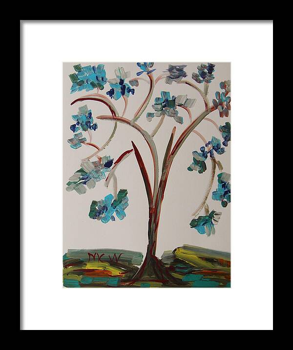 Study Of A Blue Tree Framed Print featuring the painting Study of a Blue Tree by Mary Carol Williams