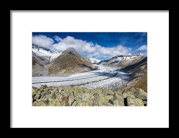 Aletsch Glacier Framed Print featuring the photograph Stunning Aletsch Glacier in the Swiss Alps Switzerland by Matthias Hauser