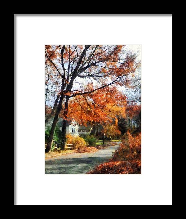 Street Framed Print featuring the photograph Suburban Street in Autumn by Susan Savad