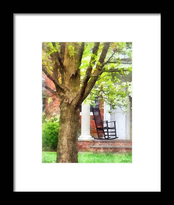  Porch Framed Print featuring the photograph Suburbs - Rocking Chair on Porch by Susan Savad