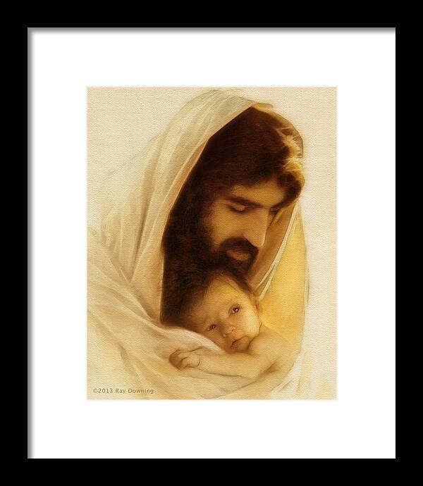 Jesus Framed Print featuring the digital art Suffer the Little Children by Ray Downing
