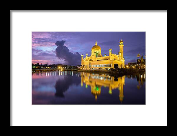 Bandar Seri Begawan Framed Print featuring the photograph Sultan Omar Ali Saifuddien Mosque at Brunei by Photographed by MR.ANUJAK JAIMOOK