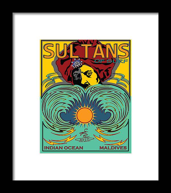 Surfing Framed Print featuring the digital art Surfing Indian Ocean Maldives Sultans Of Surf by Larry Butterworth
