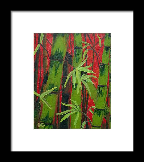 Bamboo Framed Print featuring the painting Sultry Bamboo Forest acrylic painting by Jaime Haney