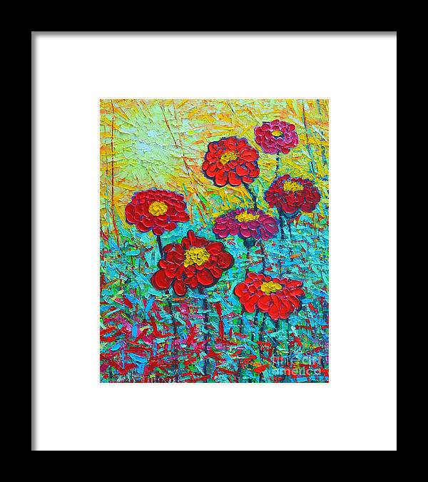 Flowers Framed Print featuring the painting Summer Colorful Flowers - Sunrise Garden by Ana Maria Edulescu