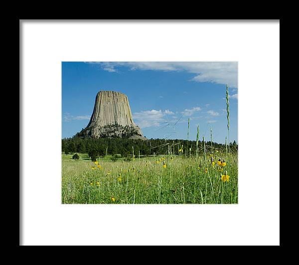 Dakota Framed Print featuring the photograph Summer Day at Devils Tower by Greni Graph