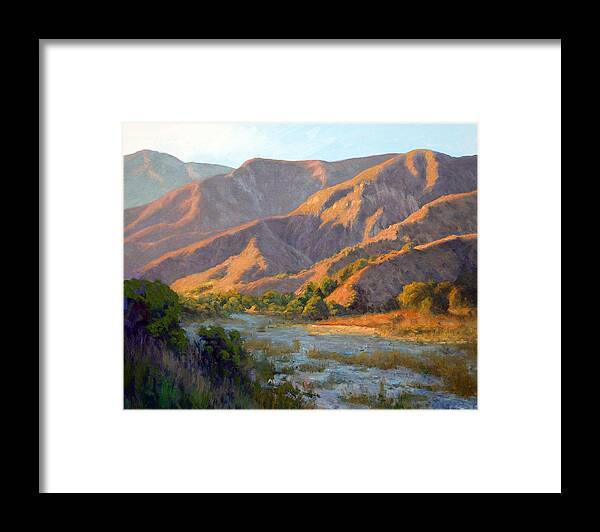 Eaton Canyon Framed Print featuring the painting Summer Evening Eaton Canyon by Armand Cabrera