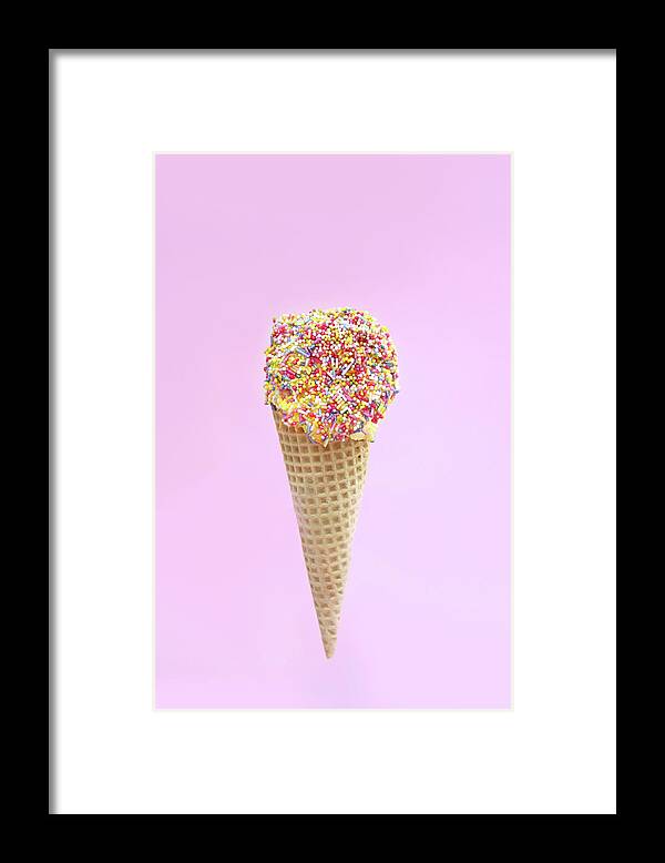 Sprinkling Framed Print featuring the photograph Summer Ice Cream With Sugar Sprinkles by Kelly Bowden