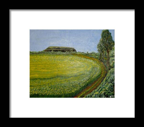 Landscape Framed Print featuring the painting Summer in canola field by Felicia Tica