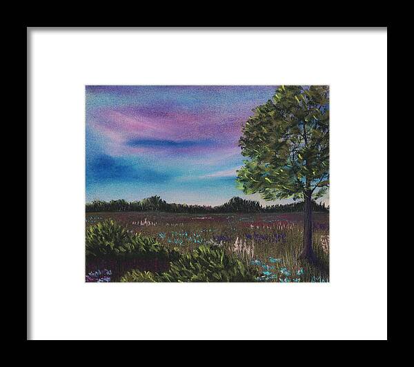 Landscape Framed Print featuring the painting Summer Meadow by Anastasiya Malakhova