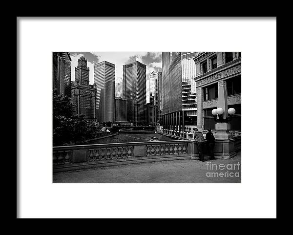 Usa Framed Print featuring the photograph Summer on the Chicago River - Black and White by Frank J Casella