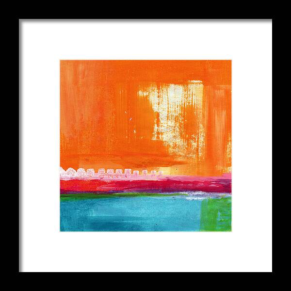 Orange Abstract Art Framed Print featuring the painting Summer Picnic- colorful abstract art by Linda Woods