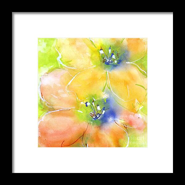 Original And Printed Watercolors Framed Print featuring the painting Summer Poppies 1 by Chris Paschke