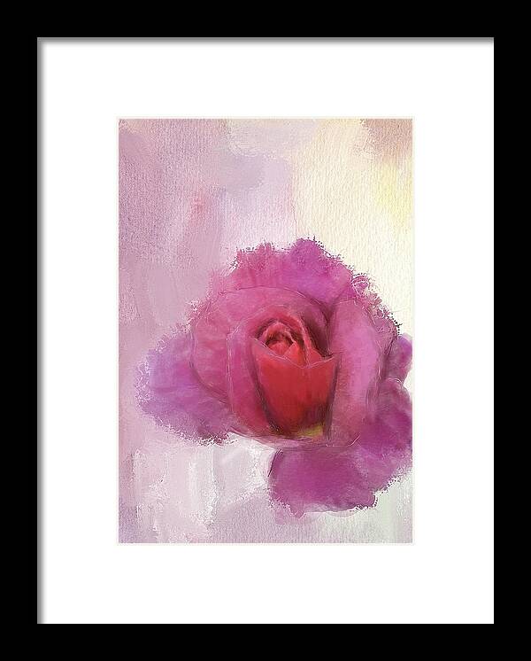 Red Framed Print featuring the digital art Summer Rose by Mary M Collins