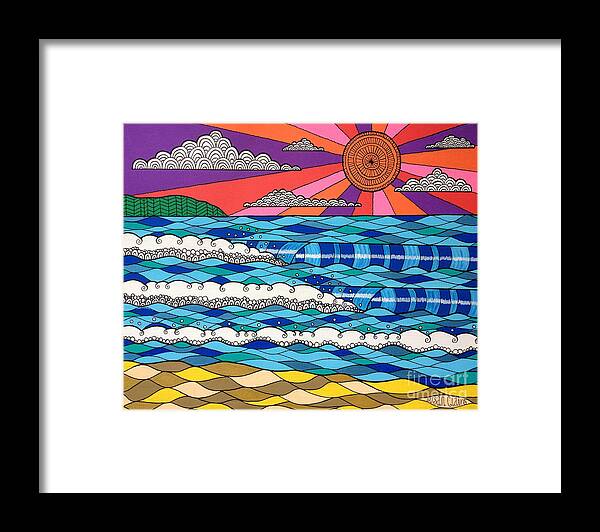 Waves Framed Print featuring the digital art Summer Vibes by MGL Meiklejohn Graphics Licensing