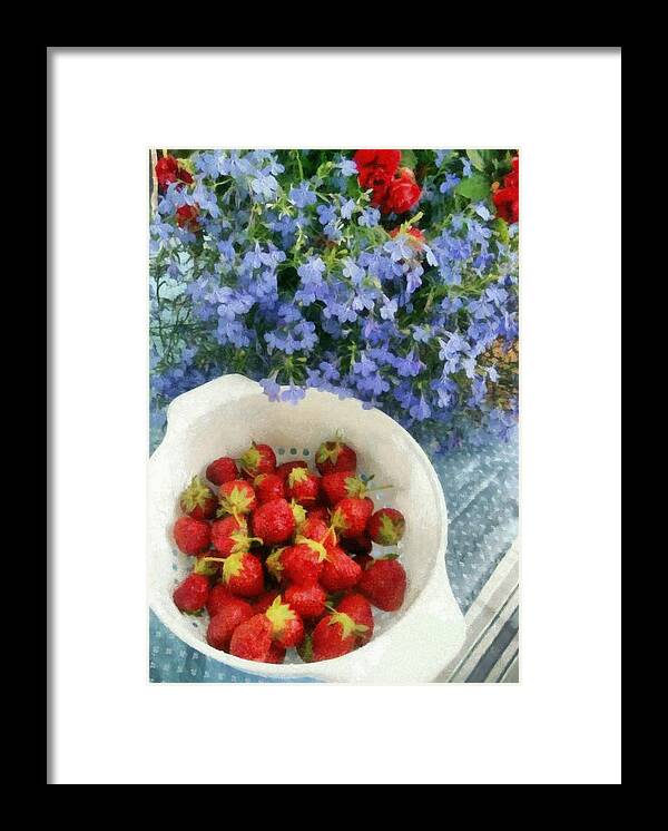 Strawberries Framed Print featuring the photograph Summertime Table by Michelle Calkins