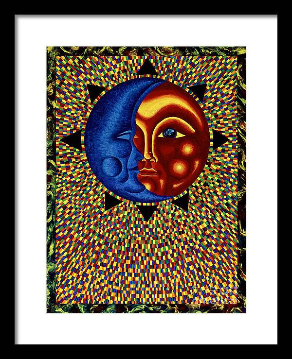 Joey Gonzalez Art Framed Print featuring the painting Sun and Moon II by Joey Gonzalez