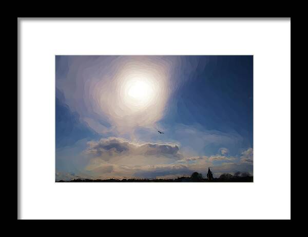 Landscape Framed Print featuring the digital art Sun and skies by Elena Perelman