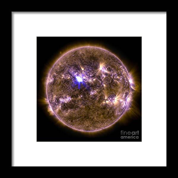 Science Framed Print featuring the photograph Sun Emits M6.5 Class Solar Flare, 2013 by Science Source