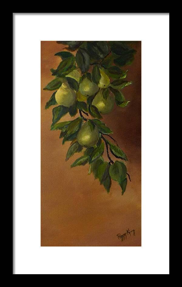 Nature Framed Print featuring the painting Sun Kissed Pears by Peggy King