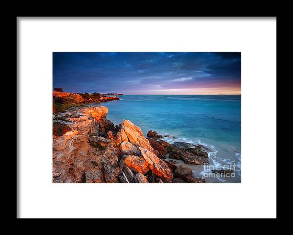 Sun Lights Framed Print featuring the photograph Sun lights and the rocks by Boon Mee
