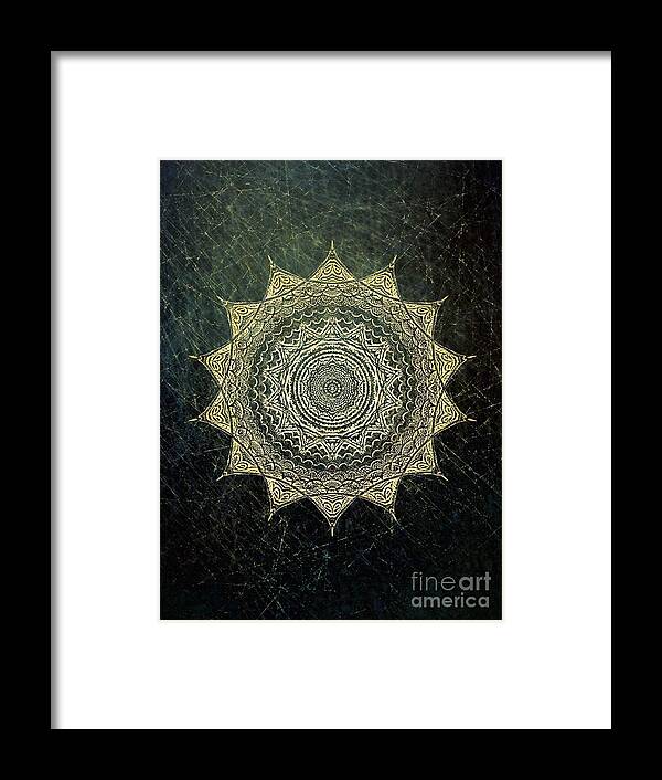 Abstract Framed Print featuring the digital art Sun Mandala - background variation by Klara Acel