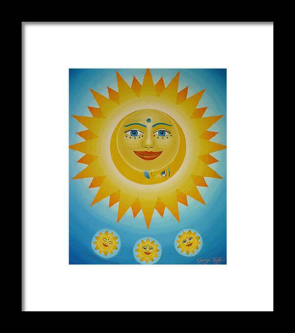 Sun Framed Print featuring the painting Sun-moon-stars by George Tuffy