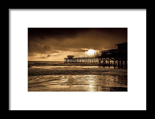Early Morning Framed Print featuring the photograph Sun over the Pier by Steven Reed