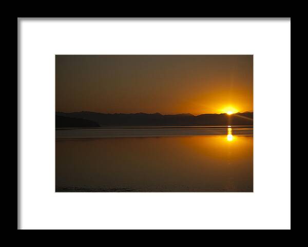 Sunrise Framed Print featuring the photograph Sun Rise at Penn Cove by Ron Roberts