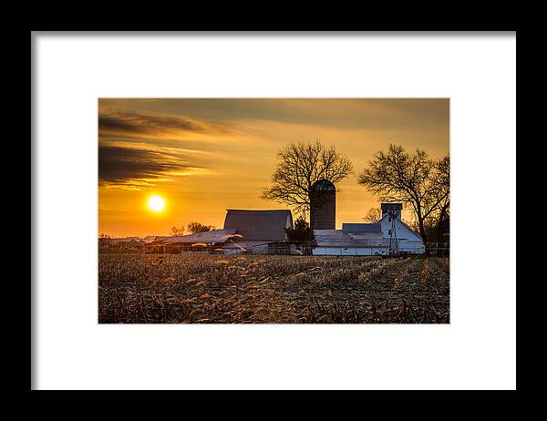 Barn Framed Print featuring the photograph Sun Rise Over the Farm by Ron Pate