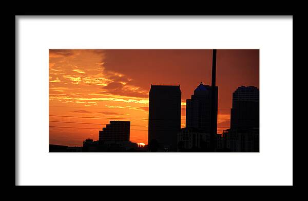 Buildings Framed Print featuring the photograph Sun setting on Downtown Tampa by Chauncy Holmes