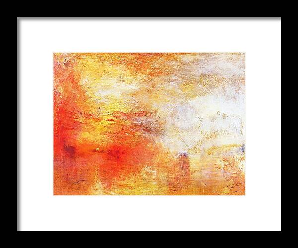 Joseph Mallord William Turner Framed Print featuring the painting Sun Setting Over A Lake by William Turner