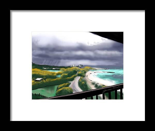 Jupiter Framed Print featuring the painting Sunbreaks On The Inlet by Jean Pacheco Ravinski