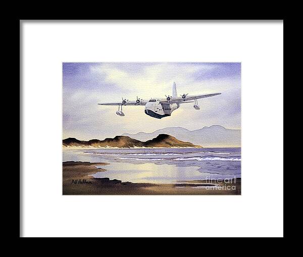 Aircraft Paintings Framed Print featuring the painting Sunderland Over Scotland by Bill Holkham