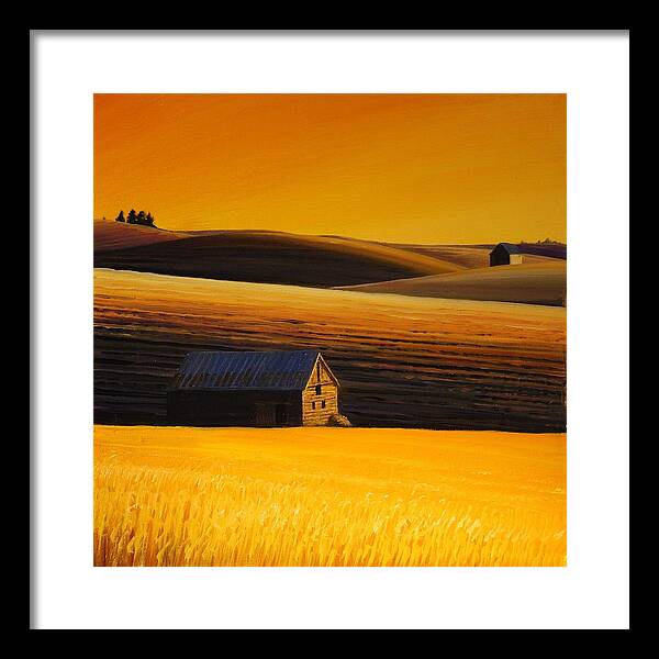 Fields Framed Print featuring the painting Sundown on the Palouse by Leonard Heid
