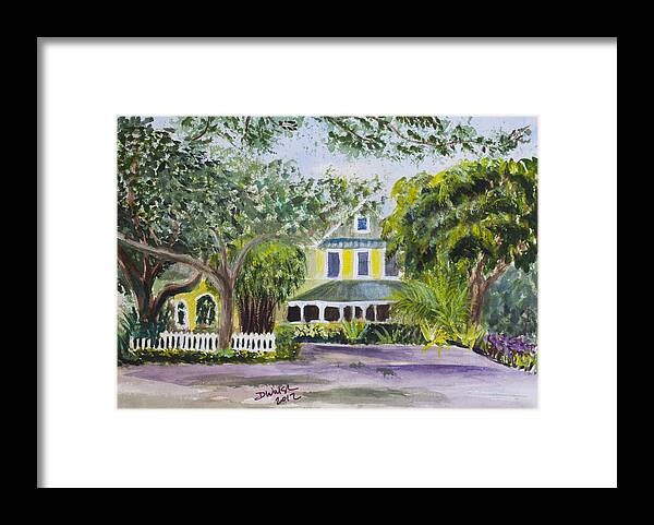 Landscape. Sundy House Framed Print featuring the painting Sundy House in Delray Beach by Donna Walsh