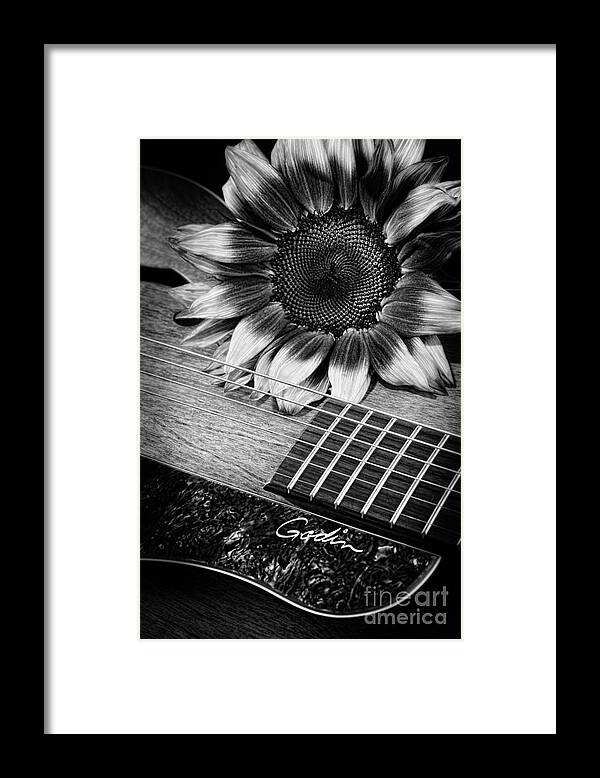 Sunflower Framed Print featuring the photograph Sunflower and Guitar by Dianne Phelps