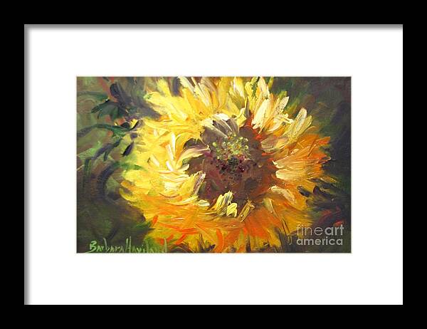 Flower Framed Print featuring the painting Sunflower by Barbara Haviland