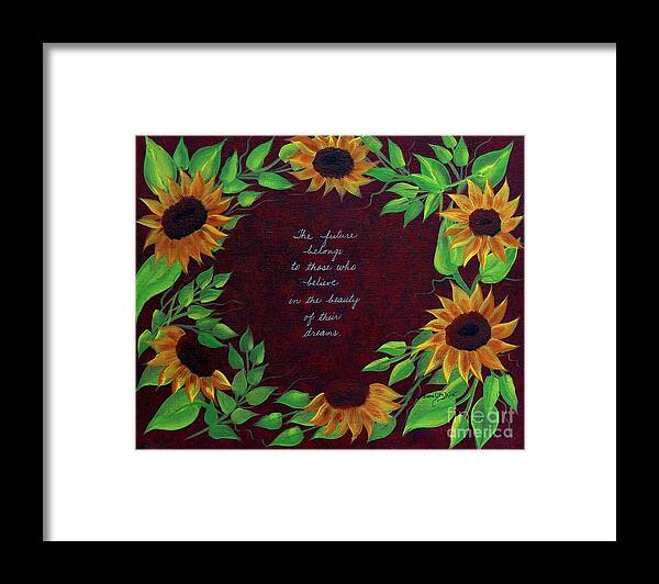 Barbara Griffin Framed Print featuring the painting Sunflowers and Dreams by Barbara A Griffin