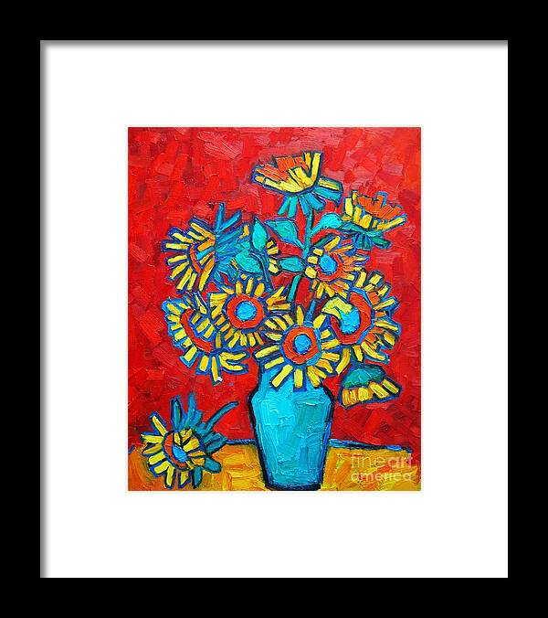 Sunflowers Framed Print featuring the painting Sunflowers Bouquet by Ana Maria Edulescu