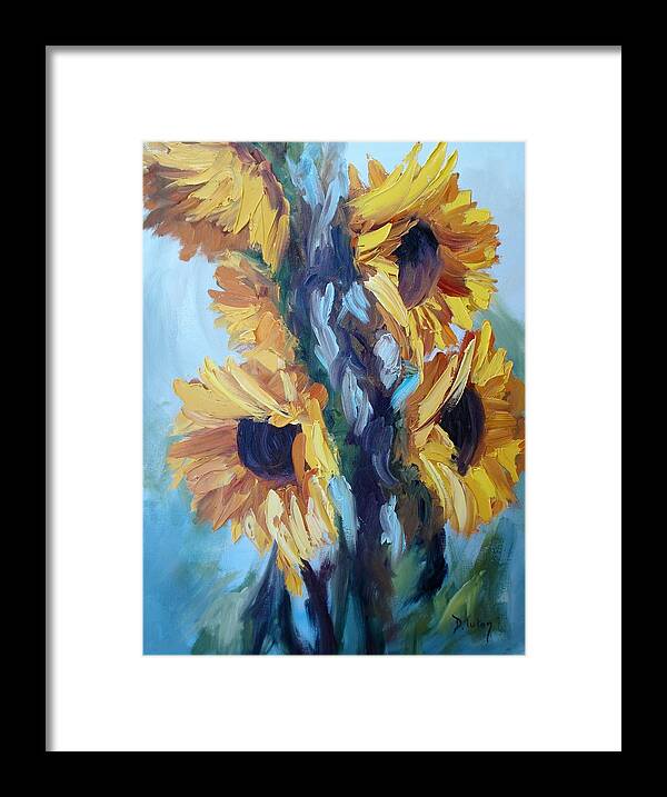 Sunflowers Framed Print featuring the painting Sunflowers II by Donna Tuten