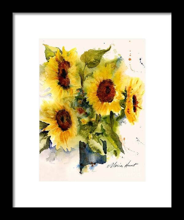 Sunflowers In A Vase Framed Print featuring the painting Autumn's Sunshine by Maria Hunt