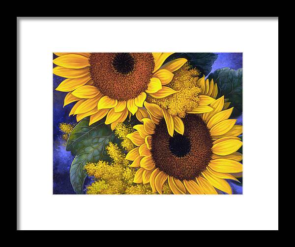 Botanical Framed Print featuring the painting Sunflowers by Mia Tavonatti