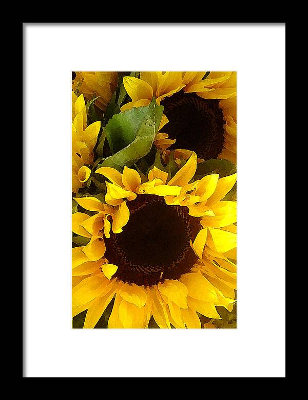 Sunflowers Framed Print featuring the painting Sunflowers Tall by Amy Vangsgard