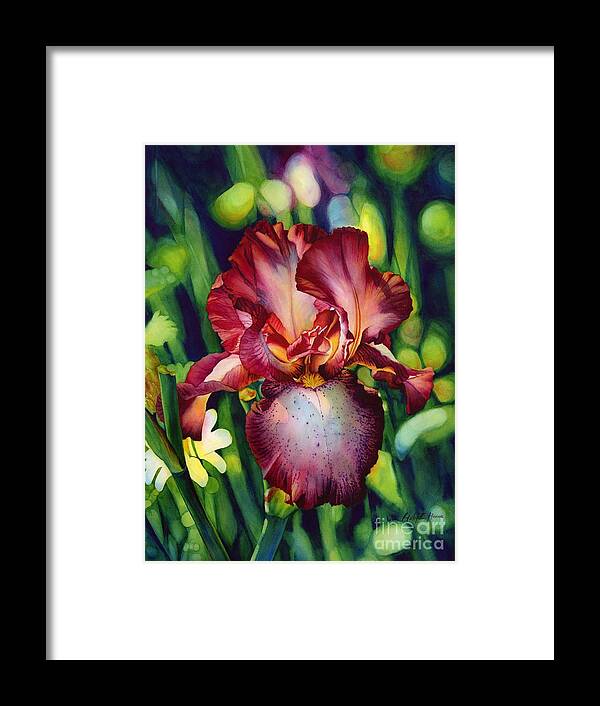 Iris Framed Print featuring the painting Sunlit Iris by Hailey E Herrera