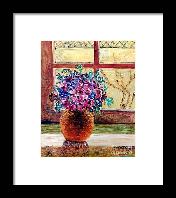 Flowers Framed Print featuring the painting Sunny Window Ledge by Caroline Street